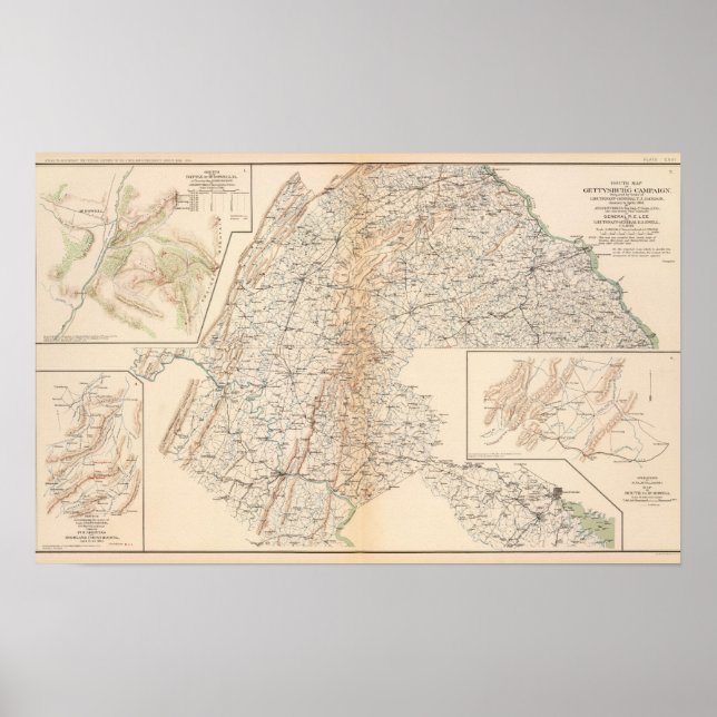 Route, Gettysburg campaign Poster (Front)