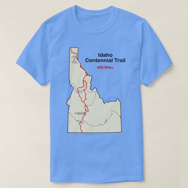 Route Map of Idaho Centennial Trail TShirt (Design Front)