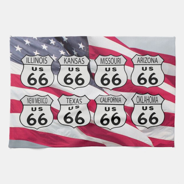 Route US 66 States Kitchen Towel (Horizontal)