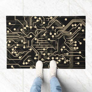 Routing Process Black Gold Abstract Modern Cool Doormat