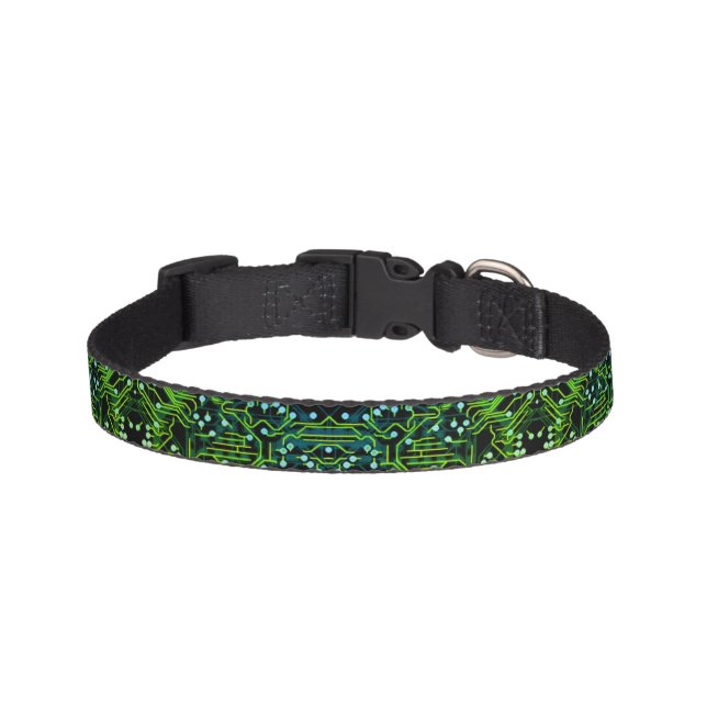 Routing Process Green Abstract Electronic Geek Pet Collar (Front)