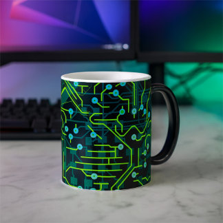 Routing Process Green Black Abstract Modern Cool Color Morph Mug