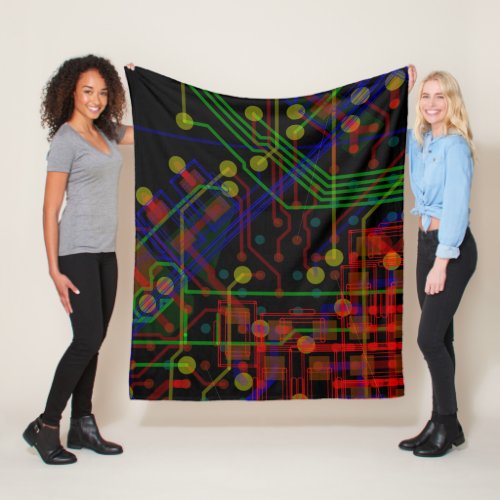Routing Process Red Green Abstract Modern Geeky Fleece Blanket