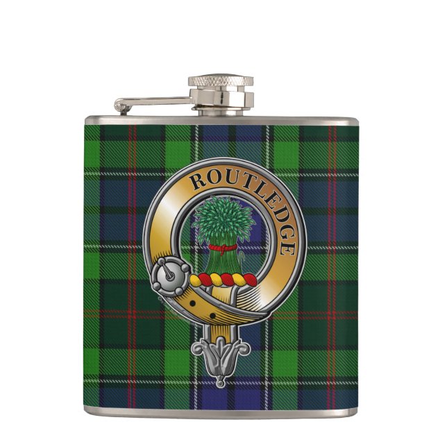 Routledge Tartan & Badge Flask (Front)