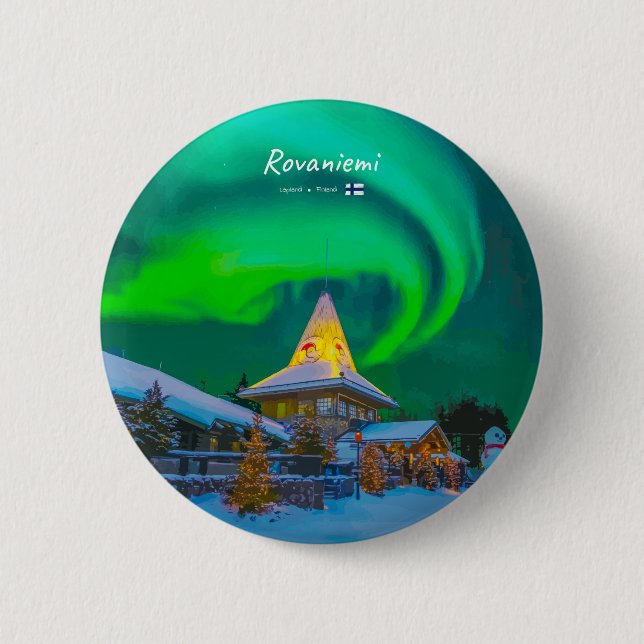 Rovaniemi, Finland - Magic Aurora  Button (Front)