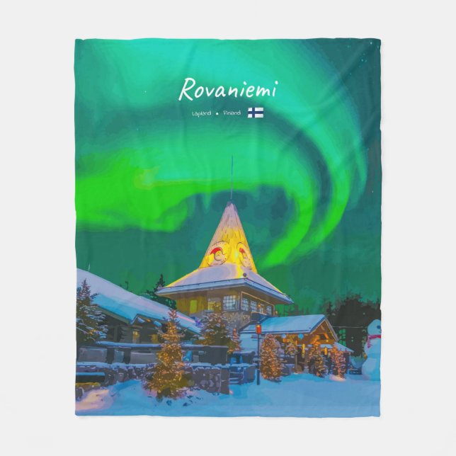 Rovaniemi, Finland - Magic Aurora Fleece Blanket (Front)