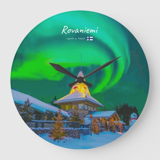 Rovaniemi, Finland - Magic Aurora Large Clock (Front)