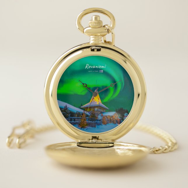 Rovaniemi, Finland - Magic Aurora  Pocket Watch (Inside)