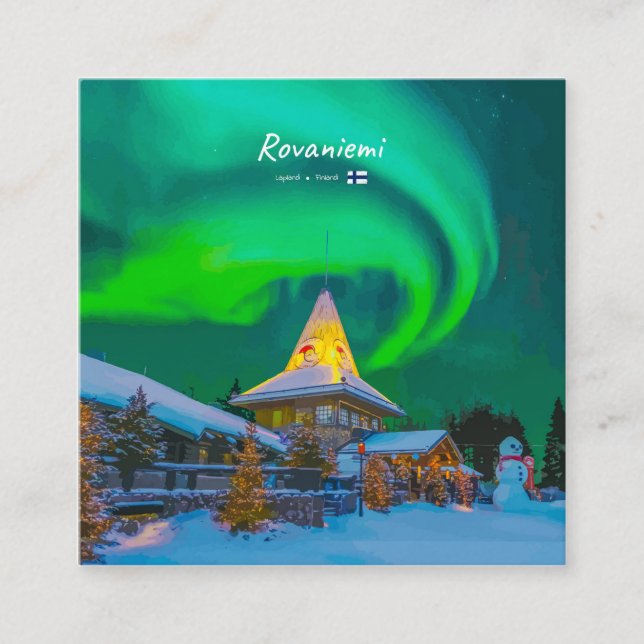 Rovaniemi, Finland - Magic Aurora Square Business Card (Front)