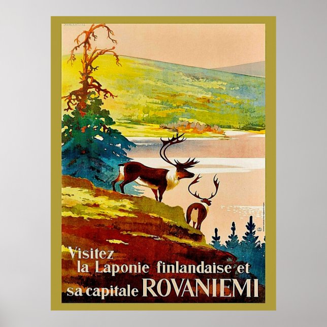 Rovaniemi, Finland, reindeers on the coast Poster (Front)