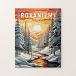 Rovaniemi Finland Travel Art Vintage Jigsaw Puzzle<br><div class="desc">Rovaniemi retro vector travel design. Rovaniemi is the capital of Lapland,  in northern Finland.</div>