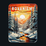 Rovaniemi Finland Travel Art Vintage Magnet<br><div class="desc">Rovaniemi retro vector travel design. Rovaniemi is the capital of Lapland,  in northern Finland.</div>