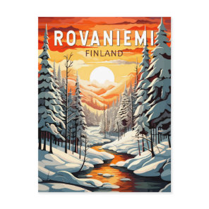 Rovaniemi Finland Travel Art Vintage Postcard