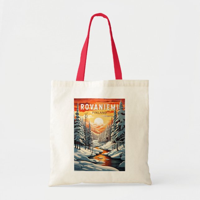 Rovaniemi Finland Travel Art Vintage Tote Bag (Front)