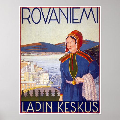 Rovaniemi Lapin Keskus Vintage Travel Poster