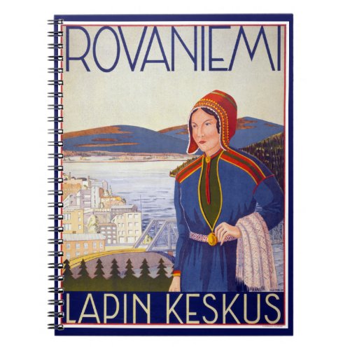 Rovaniemi Lapin Keskus Vintage Travel Poster Notebook