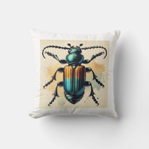 Rove Beetle 140624IREF104 _ Watercolor Throw Pillow