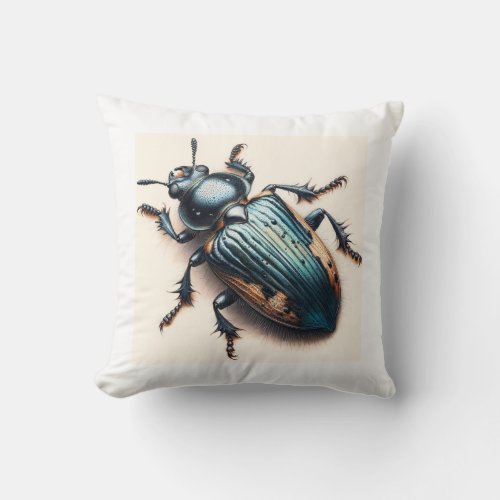 Rove Beetle Dorsal View 050624IREF126 _ Watercolor Throw Pillow