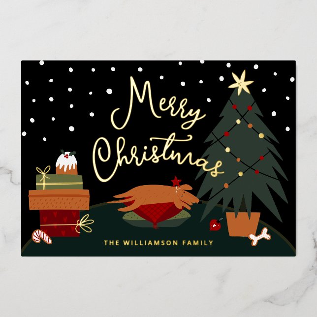 Rover's Christmas Eve Customizable Photo Foil Holiday Card (Front)