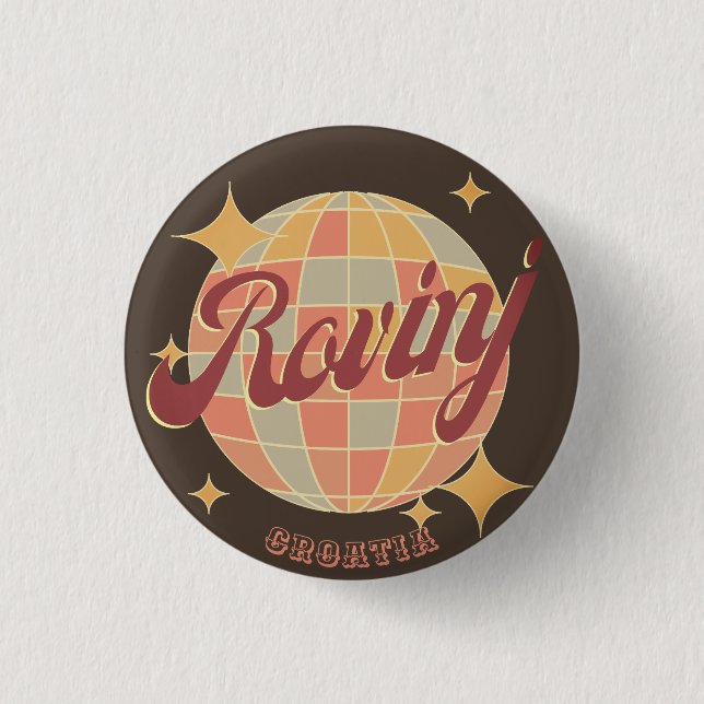 Rovinj Croatia Hrvatska Retro Souvenir gift Button (Front)