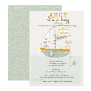 Row Boat Baby Shower invitation for a Boy