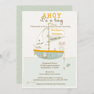 Row Boat Baby Shower invitation for a Boy