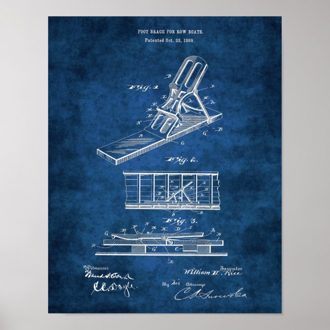 Row Boat Foot Brace Patent 1889 Poster (Front)