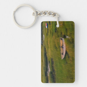 Row Boat in Grass Landscape Photo Acrylic Keychain