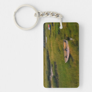 Row Boat in Grass Landscape Photo Acrylic Keychain