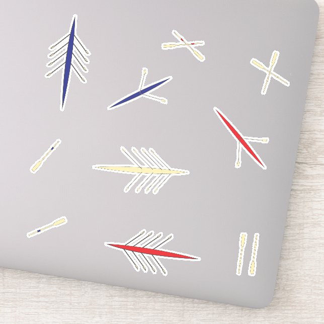 Row Boat Red Blue Rowing Club Sticker (Detail)