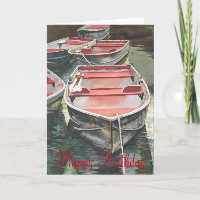 Row boat watercolor Birthday Card (Front)