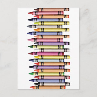 ROW COLORFUL CRAYONS GRAPHIC BACKGROUNDS COLORING POSTCARD