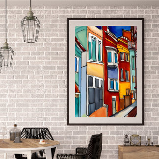 Row Houses Abstract unframed Poster
