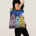 ROW HOUSES ART ALL OVER PRINT SHOULDER TOTE