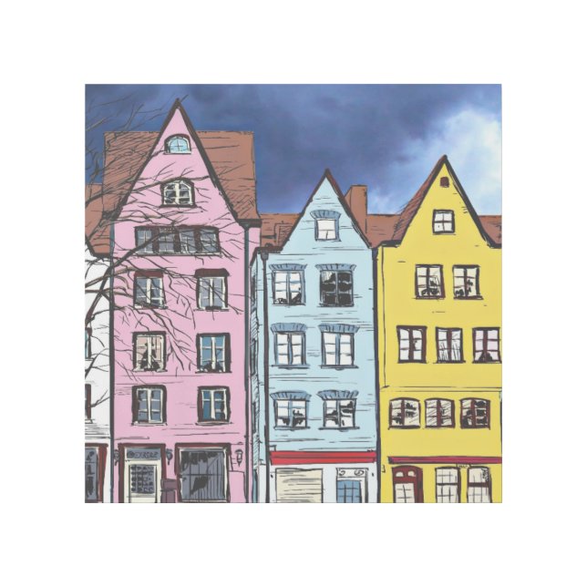 ROW HOUSES ART COLORFUL CANVAS PRINT (Front)