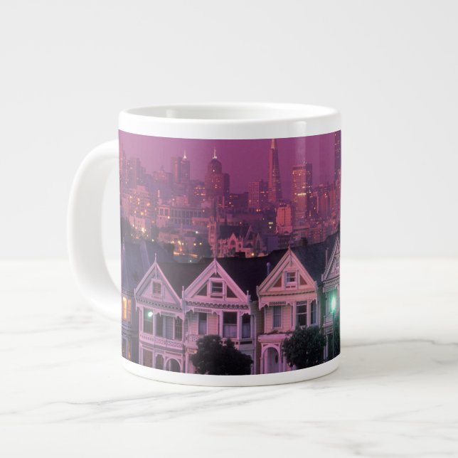 Row houses at sunset in San Francisco, Giant Coffee Mug (Front Left)