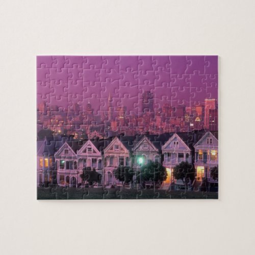 Row houses at sunset in San Francisco Jigsaw Puzzle