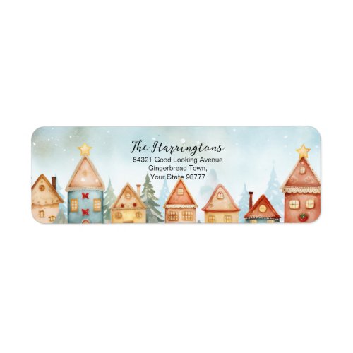 Row Houses Gingrbread Return Address Labels