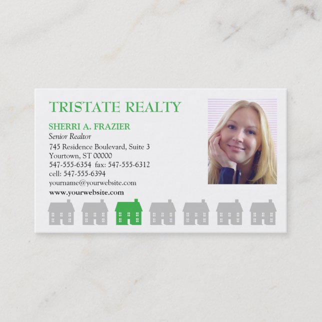 Row Houses Green Real Estate Business Card (Front)