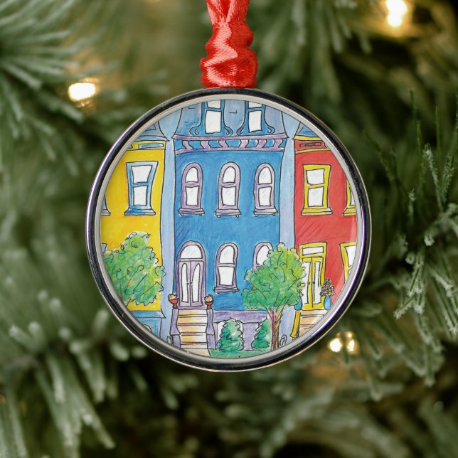 Row Houses Metal Ornament (Tree)