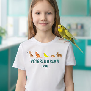 Row Of Animals Kids' Veterinarian Pretend Play T-Shirt