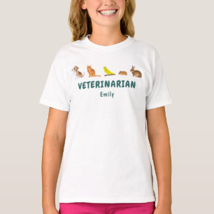 Row Of Animals Kids' Veterinarian Pretend Play T-Shirt