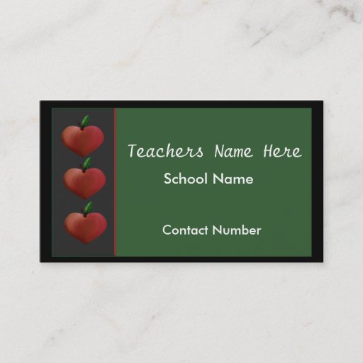 Customizable Row of Apples Teachers Business Card