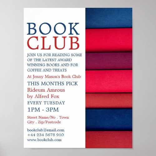 Row of Books Book Club Advertising Poster