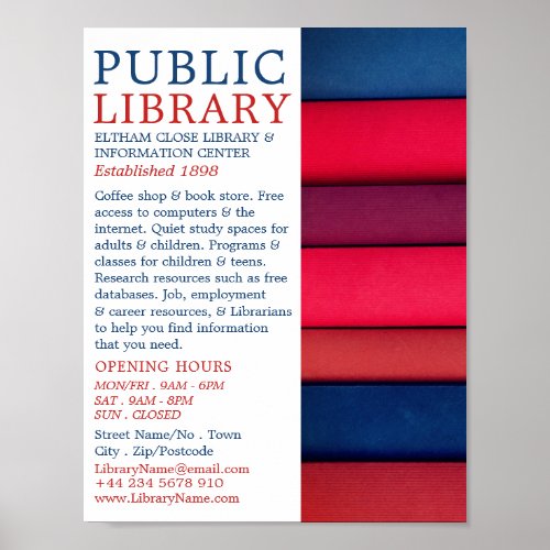 Row of Books Library Advertising Poster