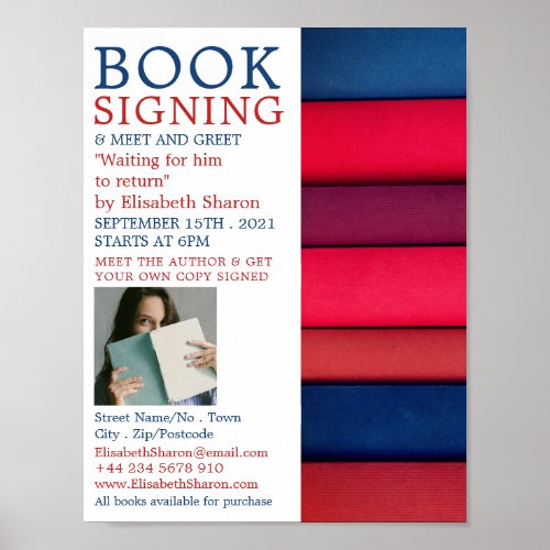 Row of Books Writers Book Signing Advertising Poster