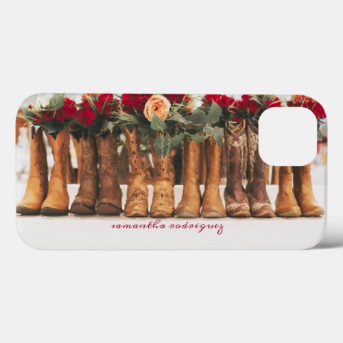 Row of Boots with Flowers iPhone 13 Case