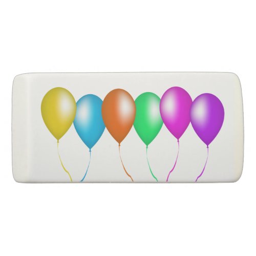 Row of Bright Festive Balloons Various Colors Eraser