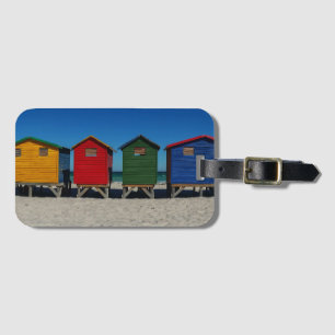Row of Brightly Colored Beach Huts Luggage Tag