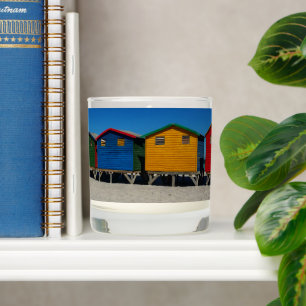 Row of Brightly Colored Beach Huts Scented Candle